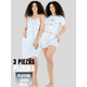 thumbnail image 4 of Set Pijama 3 Piezas Mujer Verano Bata Top y Short, 4 of 5