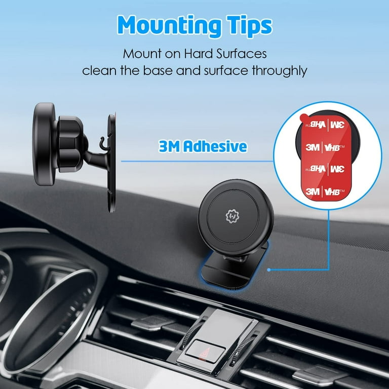 WixGear 3M 6 Pack Sticky Adhesive Pads Replacement Mounting Tape Dashboard Sticker Pads for Magnetic Phone Car Mount
