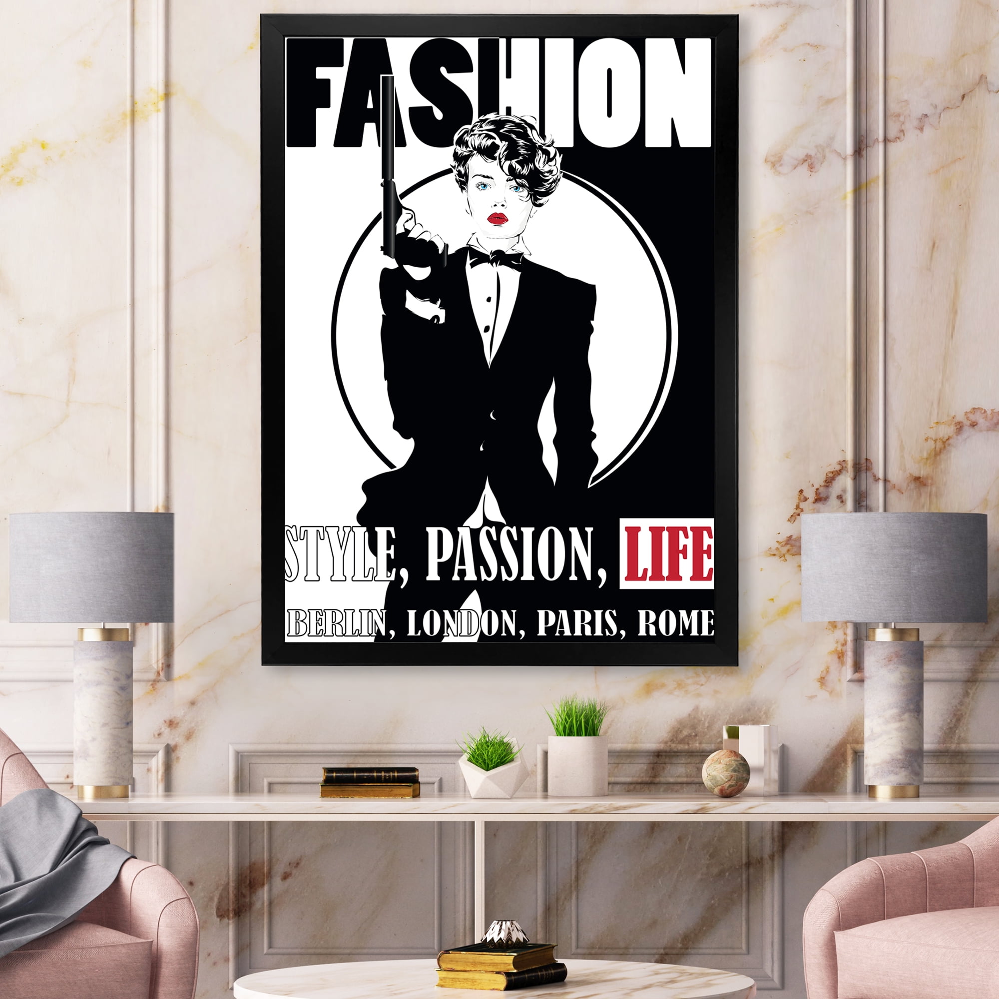 Designart 'Style Passion Life Fashion Woman II' Vintage Framed Art Print