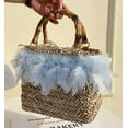 thumbnail image 3 of Kukuzhu Straw Tote Bag for Women Feather Woven Shoulder Bag Hobo Bag Casual Satchel Handbag Designer Purse Beach Straw Bag 2023, 3 of 6