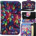 thumbnail image 1 of Pixi Eclipse Case, Alcatel OneTouch Pixi Eclipse Wallet Case, SOGA [Pocketbook Series] PU Leather Magnetic Flip Design Wallet Case for Alcatel One Touch Pixi Eclipse (A462C) - Rainbow flower, 1 of 4