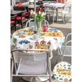 thumbnail image 5 of Outdoor Tablecloth with Umbrella Hole for Patio/Picnic/Party/Camping, Children's Day Waterproof Table Cloth Round Cover Washable, Car Tree Stars Cartoon Modern Art (Dia 60"), 5 of 8
