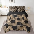 thumbnail image 2 of Feelyou Chic Minimalism Teens Twin Bedding Sets 7-Piece, Abstract Ombre Black Brown Bedding Comforter Set, Vintage Fashion Style Reversible Sheet Sets, Ultra Soft Bedroom Decor, 2 of 7