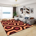thumbnail image 3 of 5x8ft Mid-Century Abstract Art Crystal Velvet Area Rugs, Modern Style Hexagon Pattern Rugs, Low Pile Stain Resistant Carpet For Bedrooms, Living Rooms, 3 of 7