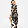 thumbnail image 4 of Robes Maxi pour Femmes Grande Taille Mode Décontractée à Imprimé Floral Col en V Manches Courtes Robes d'Été Taille Empire Robe Évasée Robe Mini, 4 of 5