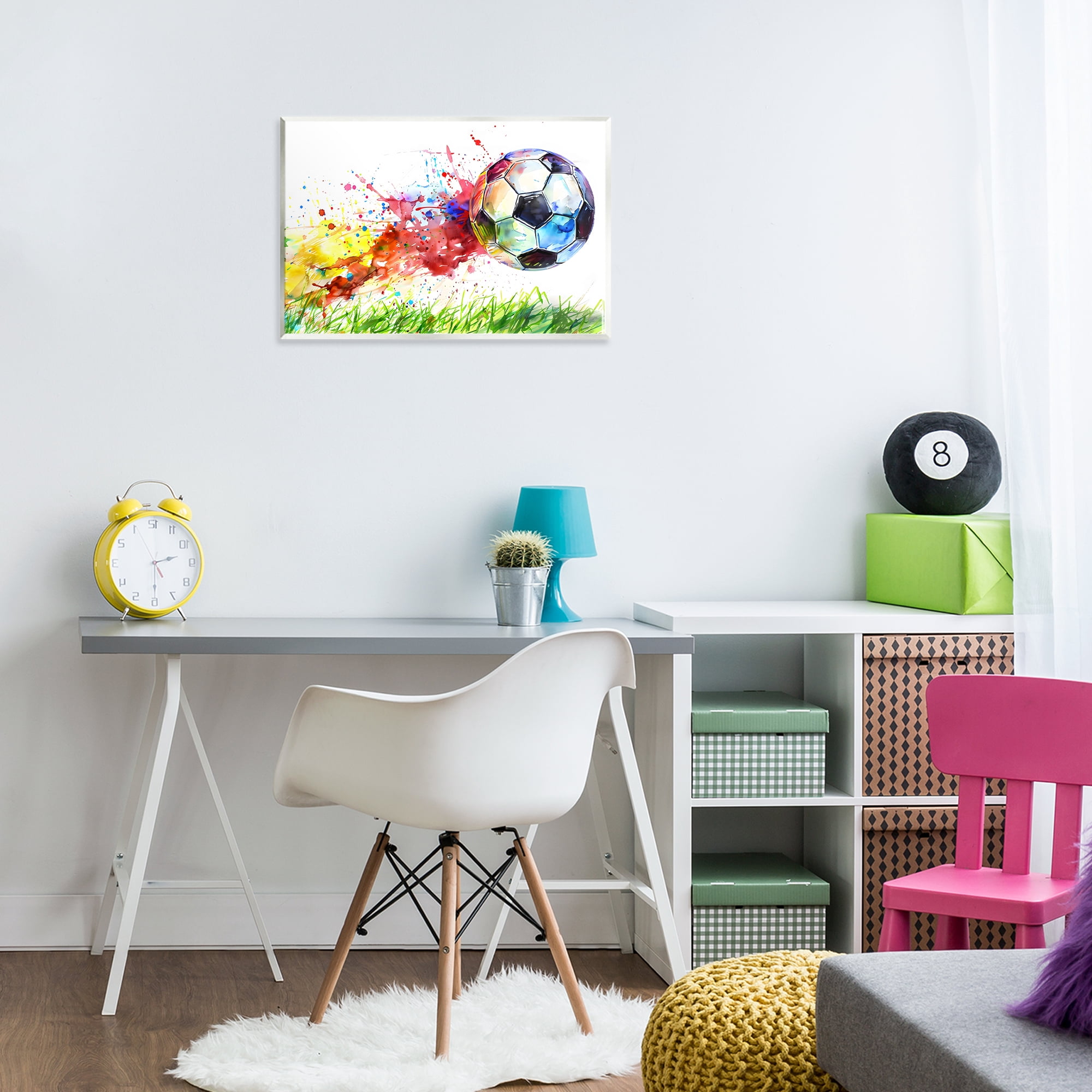 Stupell Industries Watercolor Soccer Ball in Motion Wall Plaque Art, design by Creative Studio