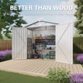 thumbnail image 4 of Aukfa 6x3.6 FT Outdoor Storage Shed with Lockable Door & Peaked Roof, Waterproof Garden Shed, Compact Metal Shed for Backyard, Patio, Bike & Tool Storage, White, 4 of 8
