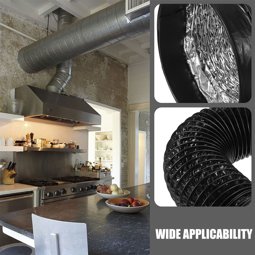 FOMIYES Heavy Duty Flexible Aluminum Dryer Vent Hose, Thickened Design, Black, Easy to Install and