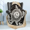 thumbnail image 4 of Mystic Soft Flannel Fleece Throw Blanket, Sun Face in a Circle Motif Esoteric Inner Power of the Cosmos Theme, Cozy Plush for Indoor and Outdoor Use, 50" x 70", Black White Cream, by Ambesonne, 4 of 5
