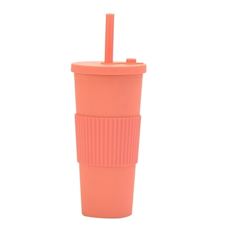 

Creative Straw Water Cup Heat Insulating Hand Rest Pp Plastic Straw Cup and Cleaning Brush Double Plastic Straw Cup 700ml
