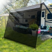 YEOPGYEON RV Awning Sun Shade Screen 15' X 9' Black Mesh Sunshade Camper Trailer Awning Shade Screen UV Blocker Completed Kits Fit for Many RV