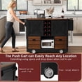 thumbnail image 6 of 54" Farmhouse Kitchen Island with Drop Leaf & Power Outlet, Storage Cart with 2 Doors 2 Drawers, Rolling Island on 4 Large Wheels with Spice Rack for Kitchen Dining Room, Black, 6 of 10
