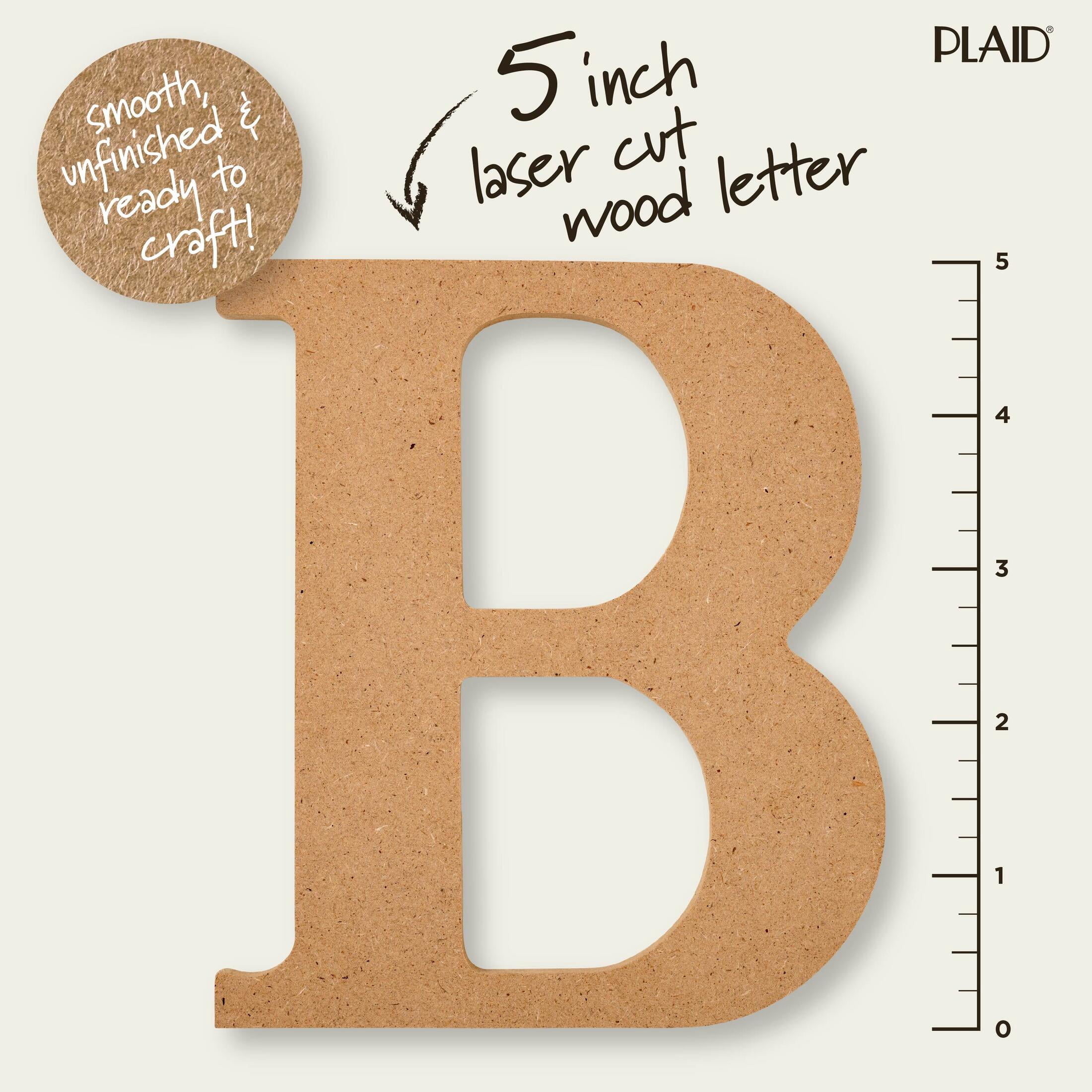 (2 pack) Plaid Unfinished Wood MDF 5" Letter for DIY Arts and Crafts, B