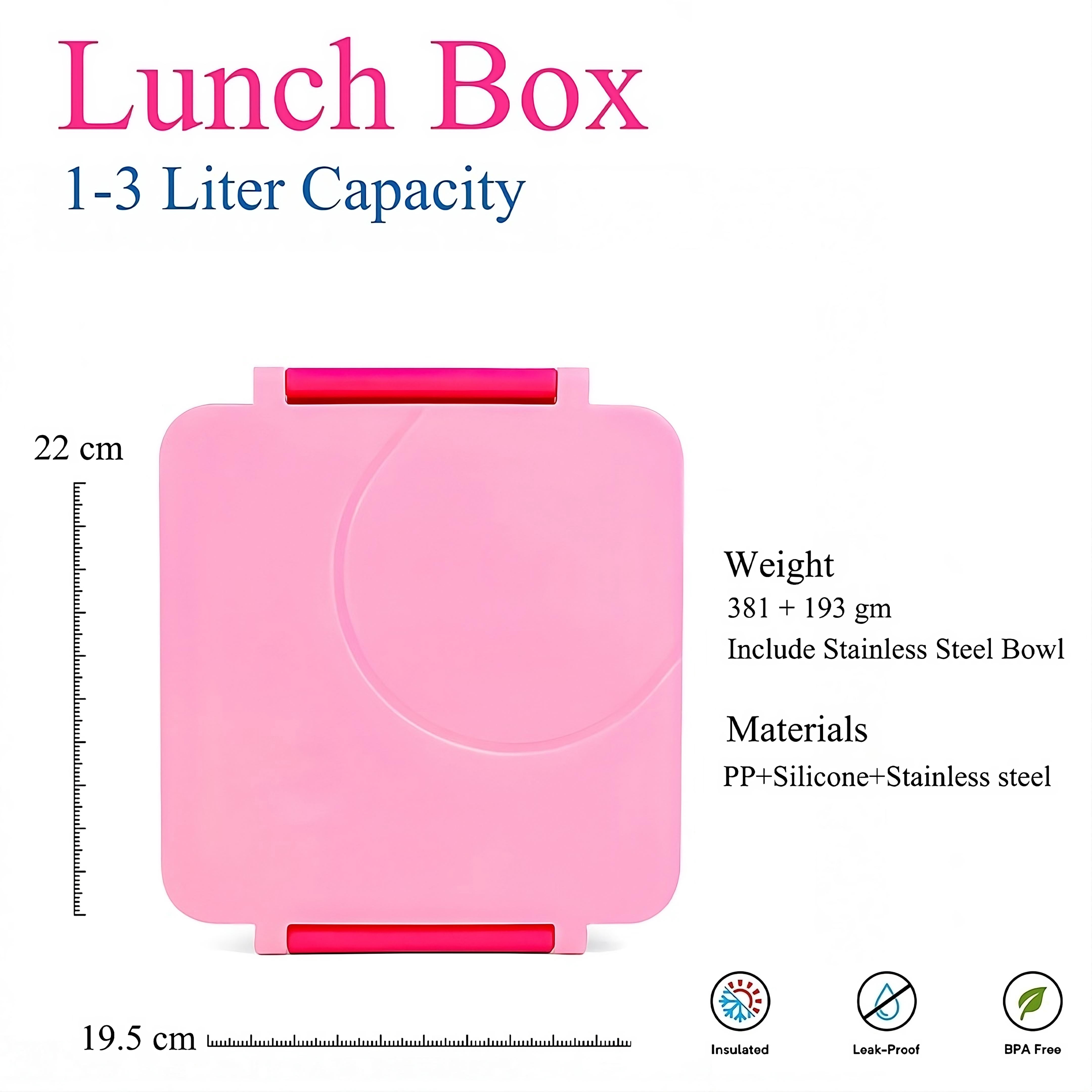 PoppiKids, Bento Lunch Box for Kids, with Thermos Soup Food Jar - Pink