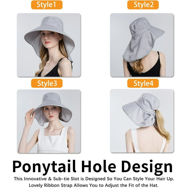 Sun Hats for Women with Neck Flap Ponytail Hole Women Sun  display picture 2