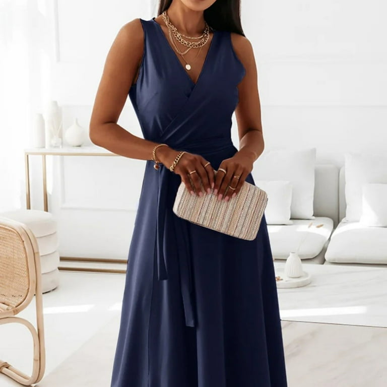 Elegant Sleeveless V Neck Long Dress With Waist Tie For Women For Evening  Parties And Formal Events Older Lady Dresses Evening Dress Hemline  Asymmetry Lace Gowns plus Size Ladies Dress Women Dresses -