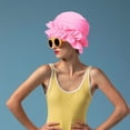 thumbnail image 2 of Pleated Cloth Swim Cap, Elastic Anti-Slip Swim Cap, Women Ear-protecting Bathing Cap Beach Surfing Cap for Long Short Thick Hair, 2 of 7