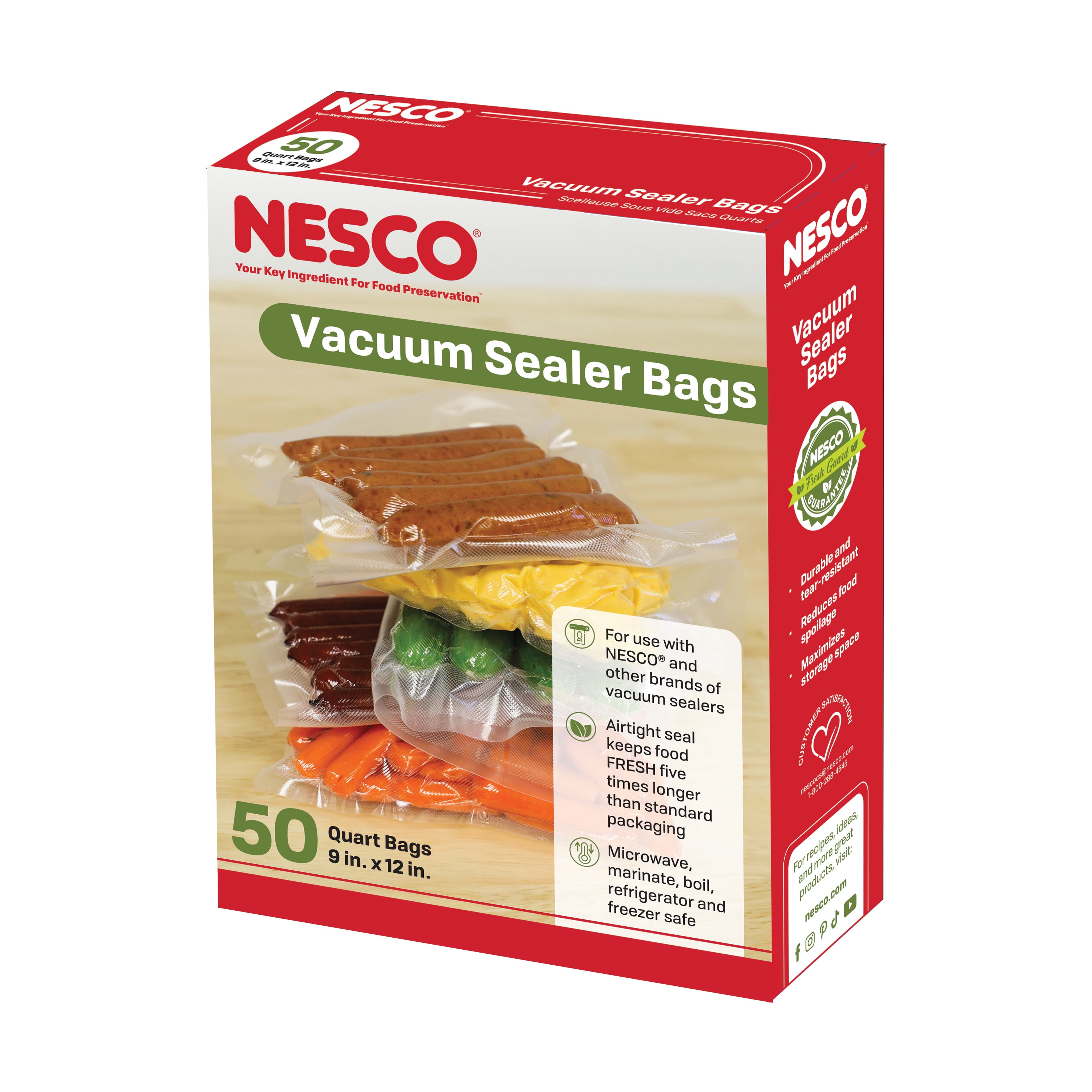 (2 pack) NESCO Quart Vacuum Sealer Bags (9" x 12"), 50-Count BPA-Free Vacuum Seal Bags for Freezer Storage and Sous Vide, Works With Nesco and FoodSaver Vacuum Sealer Machines