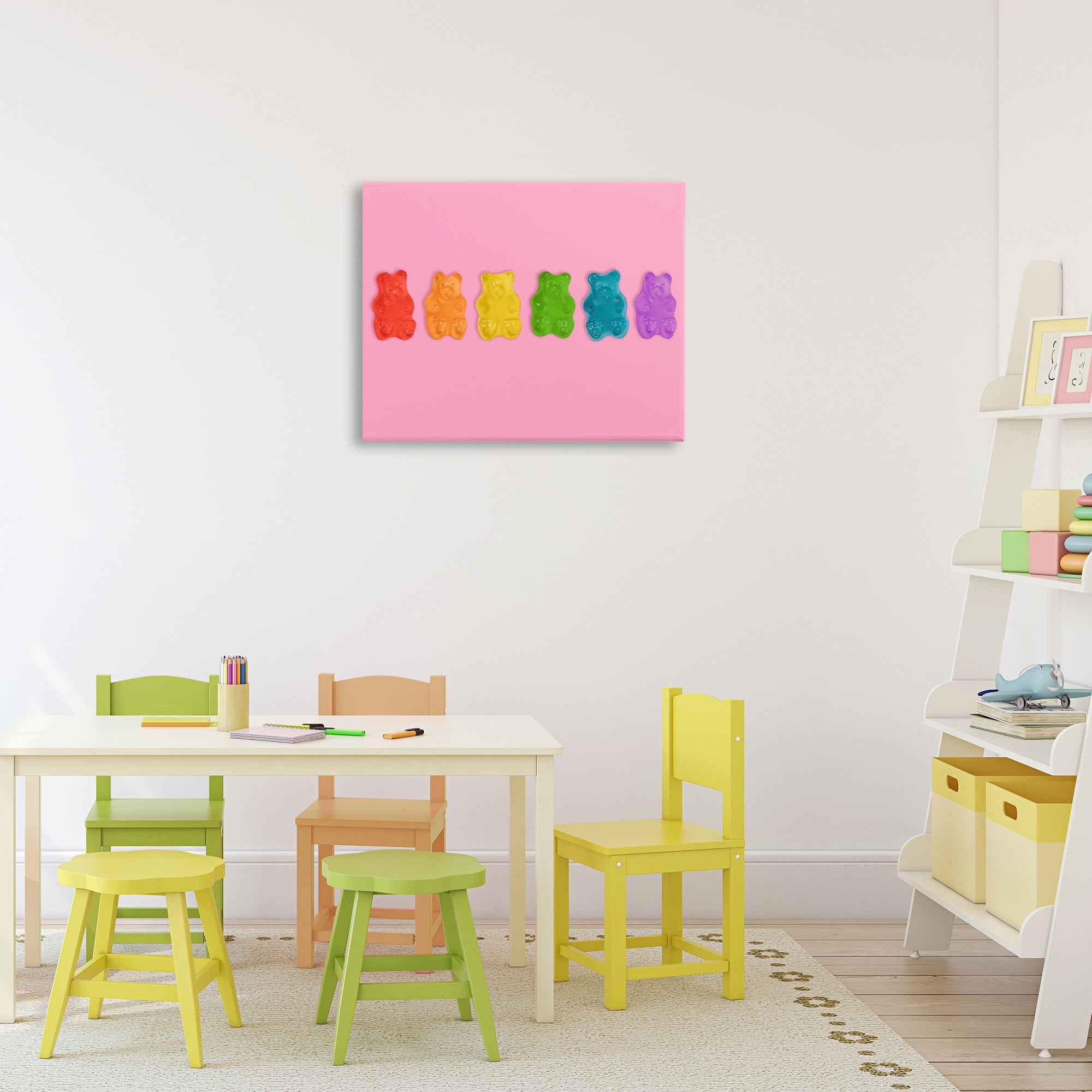 Stupell Industries Rainbow Gummy Bears on Pink Canvas Wall Art, design by LISH Creative