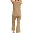 thumbnail image 3 of Two Piece Sets for Women Summer Vacation Travel Outfits Business Casual Outfits Matching Sets Women Clothing Outdoor Lightweight Loungewear Fashion Streetwear 2026 Brown M, 3 of 4
