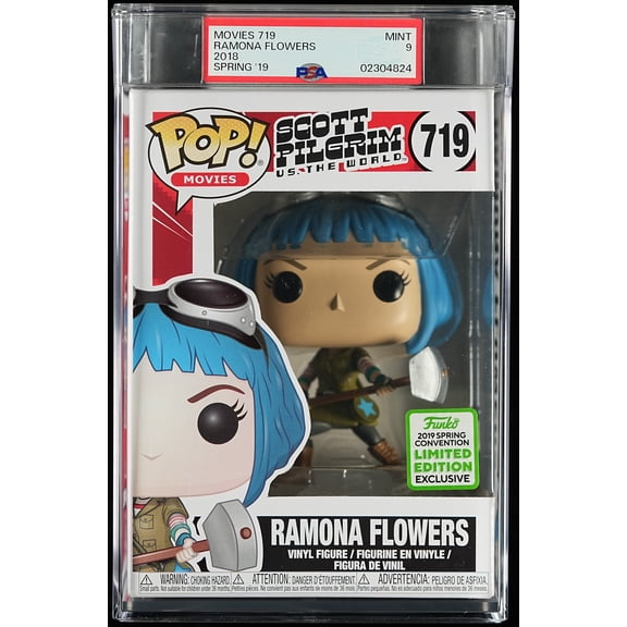 Scott Pilgrim vs. The World, PSA Graded 9 MINT, Ramona Flowers Collectible Vinyl Figure #719, Fully Encapsulated Bundle with Compatible Funko Pop! PSA Hard Protector Case