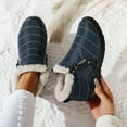 thumbnail image 2 of Womens Winter Boots Comfy Soft Sole Furry Lined Slip on Ankle Snow Booties Casual Warm Lightweight Waterproof Short Boots Blue Size 9.5, 2 of 4