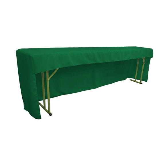 LA Linen Open Back Polyester Poplin Fitted tablecloth for Classroom Tables 96"L x 18"W x 30"H, Emerald Green