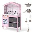 thumbnail image 1 of Gymax Kids Play Kitchen w/2 Stoves Rotation Knobs Faucet Sink Dishwasher Drawers, 1 of 10
