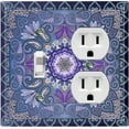 thumbnail image 1 of Metal Light Switch Plate Cover Elegant Purple Mandala Flower Tile Pattern TIL061, 1 of 13