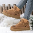 thumbnail image 3 of Womens Snow Boots Fashion Low Top Splice Leather Lace up Fuzzy Winter Booties Antislip Cold Weather Ankle Boots, 3 of 7