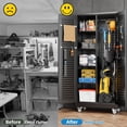 thumbnail image 6 of General Mop and Broom Closet Storage Cabinet with Wheels and Pegboard,Metal Garage Storage Cabinet with Doors and Adjustable Shelves for Garage Home,Required Assembly,Black, 6 of 17
