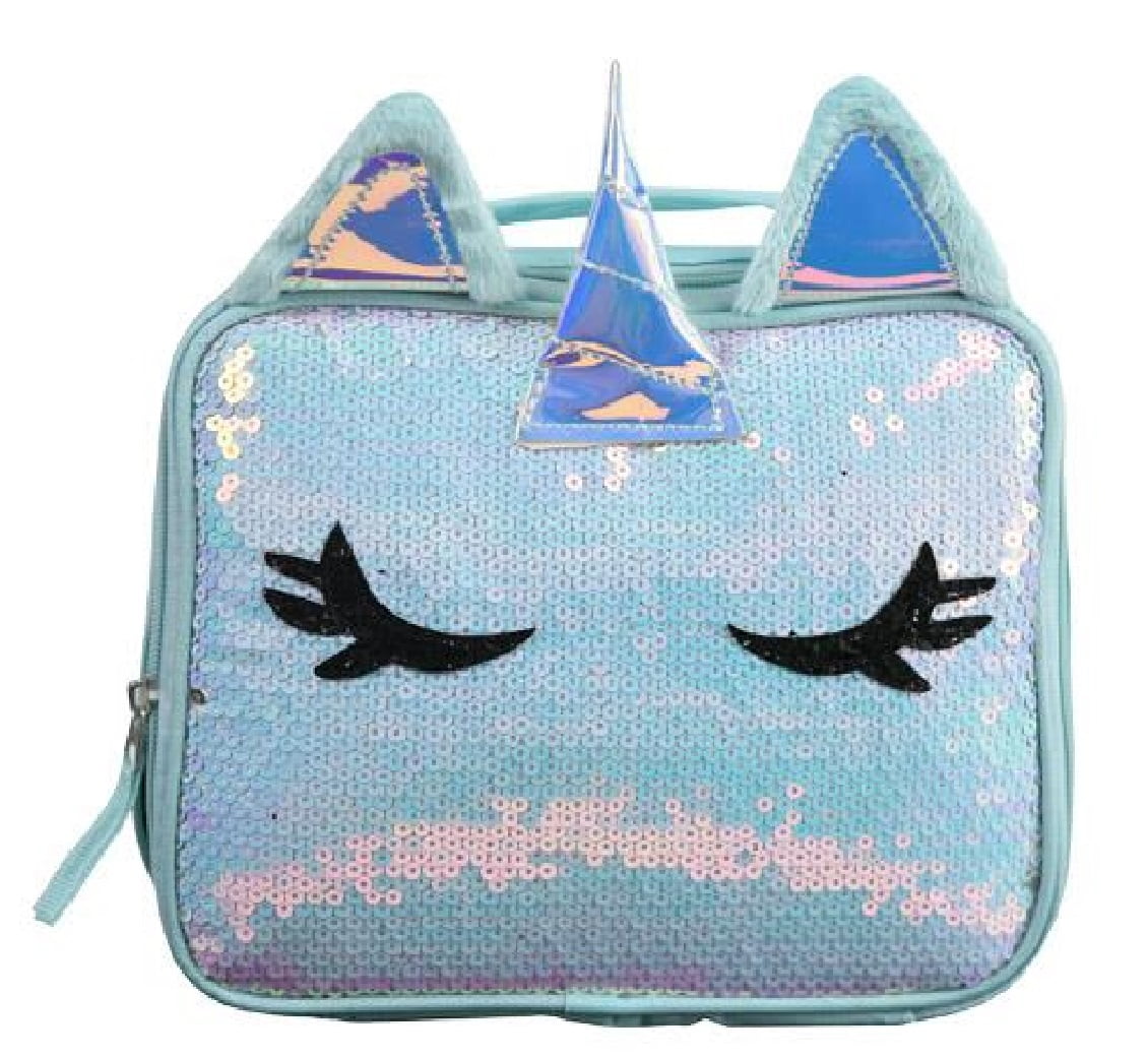 Unicorn Blue Flat Sequin Rectangle Lunch Bag