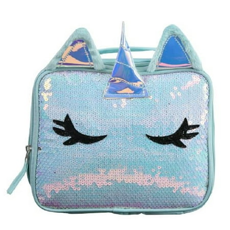 Unicorn Blue Flat Sequin Rectangle Lunch Bag