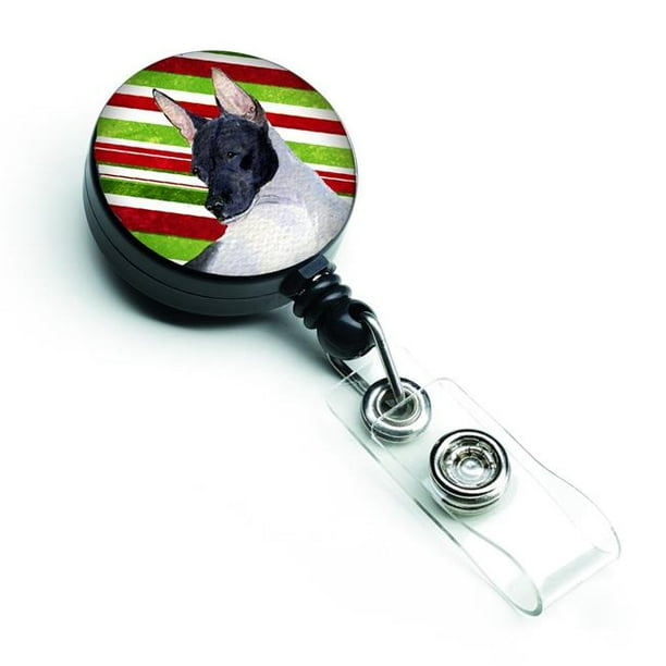 Rat Terrier Canne à Sucre Vacances Noël Rétractable Badge Bobine