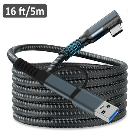 16ft/5m Link Cable Fit for Oculus Quest 2, EEEkit 2-in-1 High-Speed Data Transfer Fast Charging Cable, USB 3.0 Type C to C Extension Charger Cord for Virtual Reality, Gaming PC