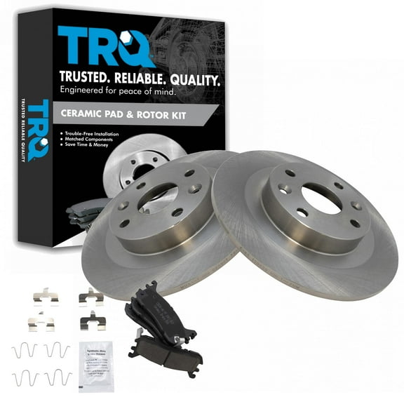 TRQ Rear Brake Pad & Rotor Kit Brake Pads Brake Rotor Ceramic Fits Select 1997-2002 Ford Escort 1994-2005 Mazda Miata 1998 Protege Mercury Tracer