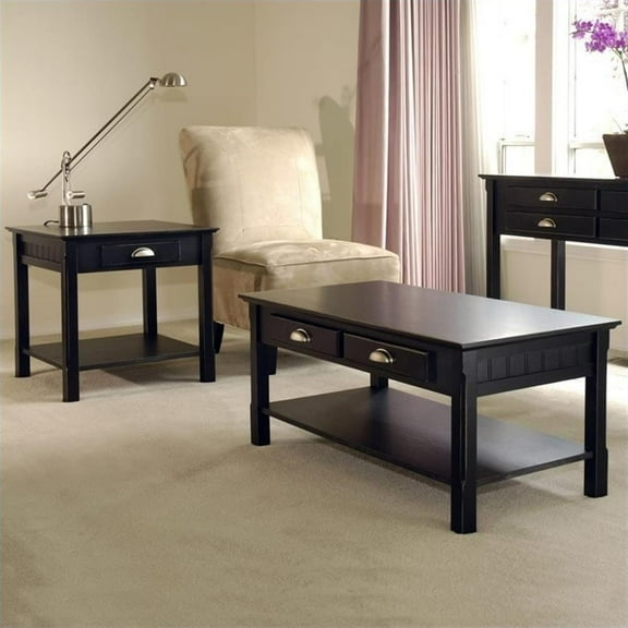 Winsome Timber 2 Piece Coffee and End Table Set in Black Beechwood