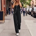 thumbnail image 2 of JGGSPWM Womens Summer Jumpsuits Dressy Sleeveless Wide Leg Long Pants Rompers Solid Color Casual One Piece Outfits with Pockets Black XL, 2 of 7