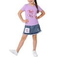 thumbnail image 2 of HAOTAGS Girls Summer Tee Dress,Soft Lightweight Playwear Elastic-Waist Casual Skirt Round - Neck Short - Sleeve Toddler-Kid 2-Piece Outfit Purple 2-3 T, 2 of 6