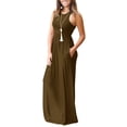 thumbnail image 1 of Sonducket Mujer Bolsillos Cuello Sin Mangas Color Sólido Maxi Vestido Vestidos Café XXL Sonducket AP002069-20, 1 of 5
