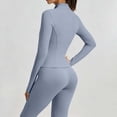 thumbnail image 5 of DYTTDG Women's Solid-Color 2-Piece Tracksuit Set | Full-Zip Long-Sleeve Stand-Collar Sweatshirt & Elastic-Waist Flared Pants Outfit for Sports, Workout & Daily Casual Wear, 5 of 7