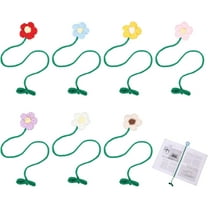 7Pcs 7Colors Crochet Flower Bookmarks Handmade Bookmark Embroidered Bookmarks Decorations