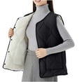 thumbnail image 2 of Xdegoge Women's Sherpa Lined Quilted Vest 2025 Fashion Velvet Vest Down Button Up Sleeveless Padded Down Jackets Lightweight Warm Winter Gilet Outerwear with Pockets Plus Size Clothes Black XXXXXL, 2 of 5