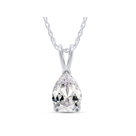 AFFY 6X8MM Pear Moissanite Diamond Solitaire Pendant Necklace for Women 14K White Gold over Silver
