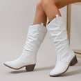 thumbnail image 6 of Mostsola Slouchy Cowboy Boots for Women Round Toe Pull on Western Mid Calf Boots Heel Booties, 6 of 7