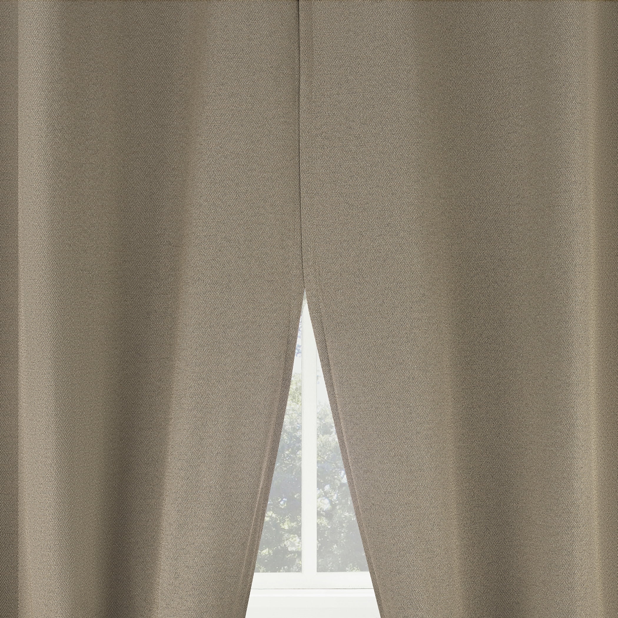 Sun Zero Prescott 2-pack Herringbone Magnetic Closure 100% Blackout Rod Pocket Curtain Panel Pair, 37"W x 84"L, Dark Beige