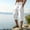 White, variant on Men's Cotton Linen Capri Long Utility Stacked Cargo Shorts Below Knee 13 Inches Relaxed Fit Casual Elastic Waist Multi-Pocket Size 3XL White