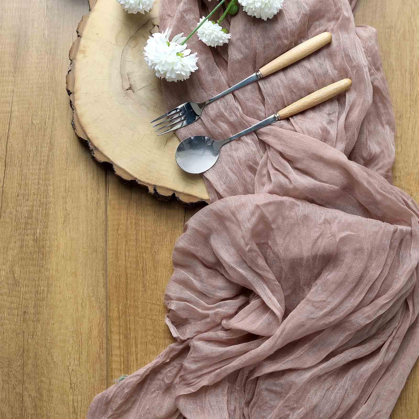 Efavormart 10FT Dusty Rose Cheesecloth Table Runner, Gauze Fabric Boho ...