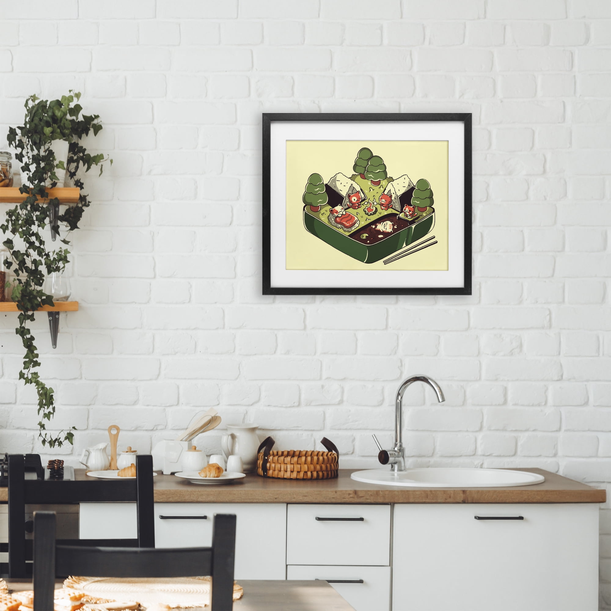Stupell Industries Kawaii Sushi Camp Bento Black Framed Print Under Glass, design by Tobe Fonseca