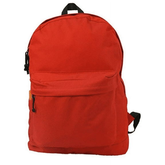 K-Cliffs 18 inch Padded Straps School Backpack, Day Pack Classic Book Bag w/Mesh Side Pocket Red